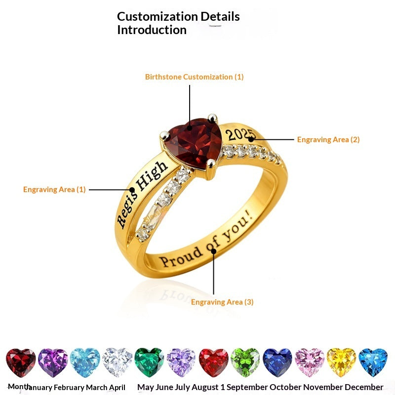 Love Birthday Stone Commemorative Ring