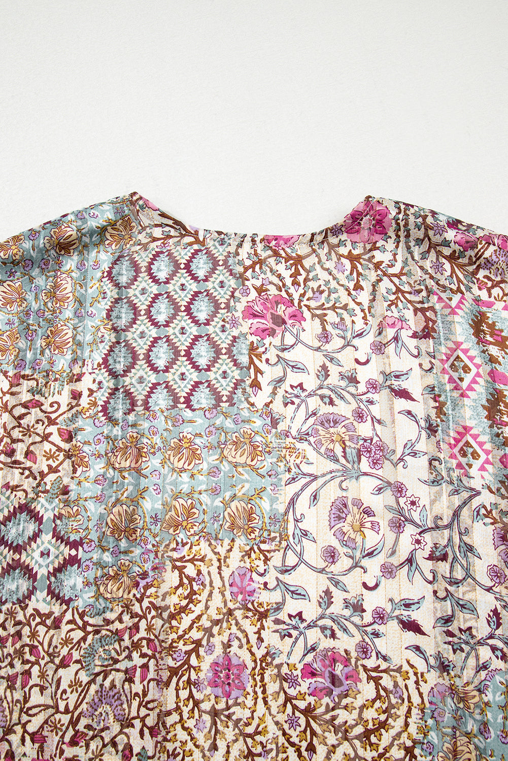 Apricot Floral Print Short Wide Sleeve Open Front Loose Kimono