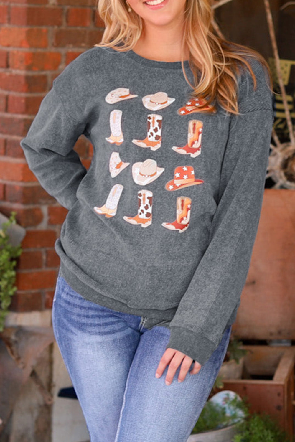 Cowboy Hat & Boot Graphic Sweatshirt | Western Style