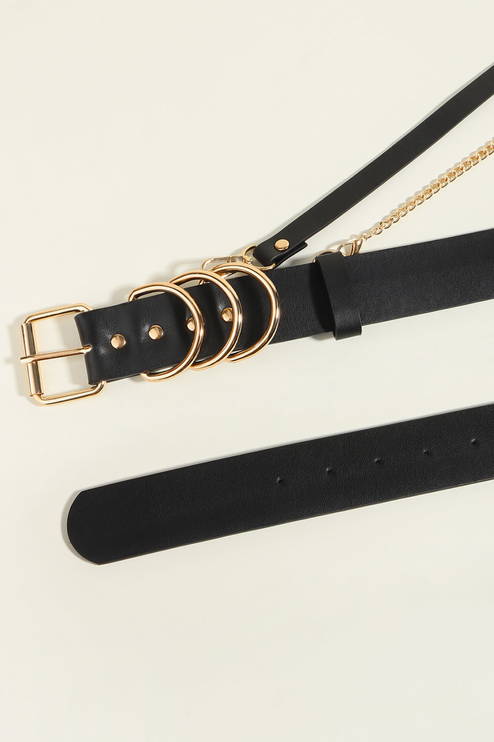 Punk PU Belt with Alloy Buckle | Black & Gold