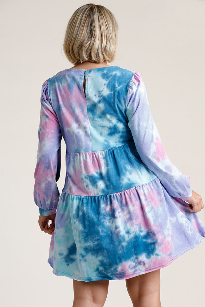 Long Sleeve Patterned Boho Dress - Relaxed Fit Bohemian Midi Dress