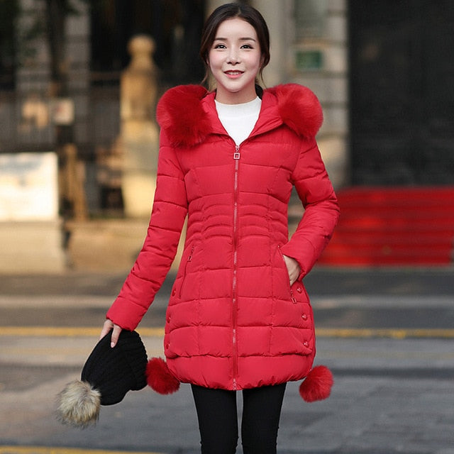 Women's Faux Fur Hooded Quilted Winter Parka Jacket - Image 12