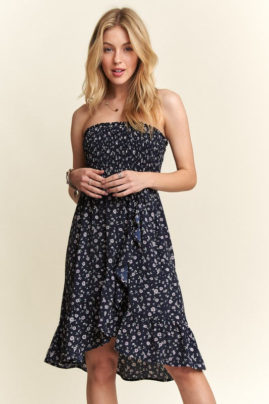 Floral Smocked Tube Dress with Pockets - Summer Fashion