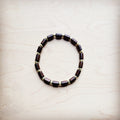 Wood Beaded Stretch Bracelet with Gold Accent