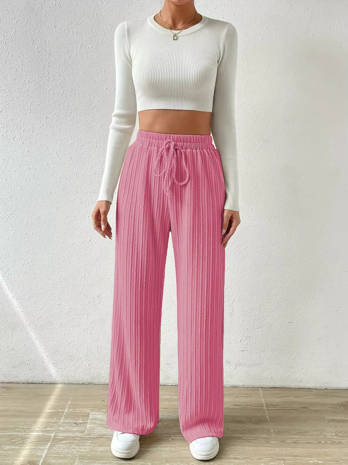 Drawstring Wide Leg Pants