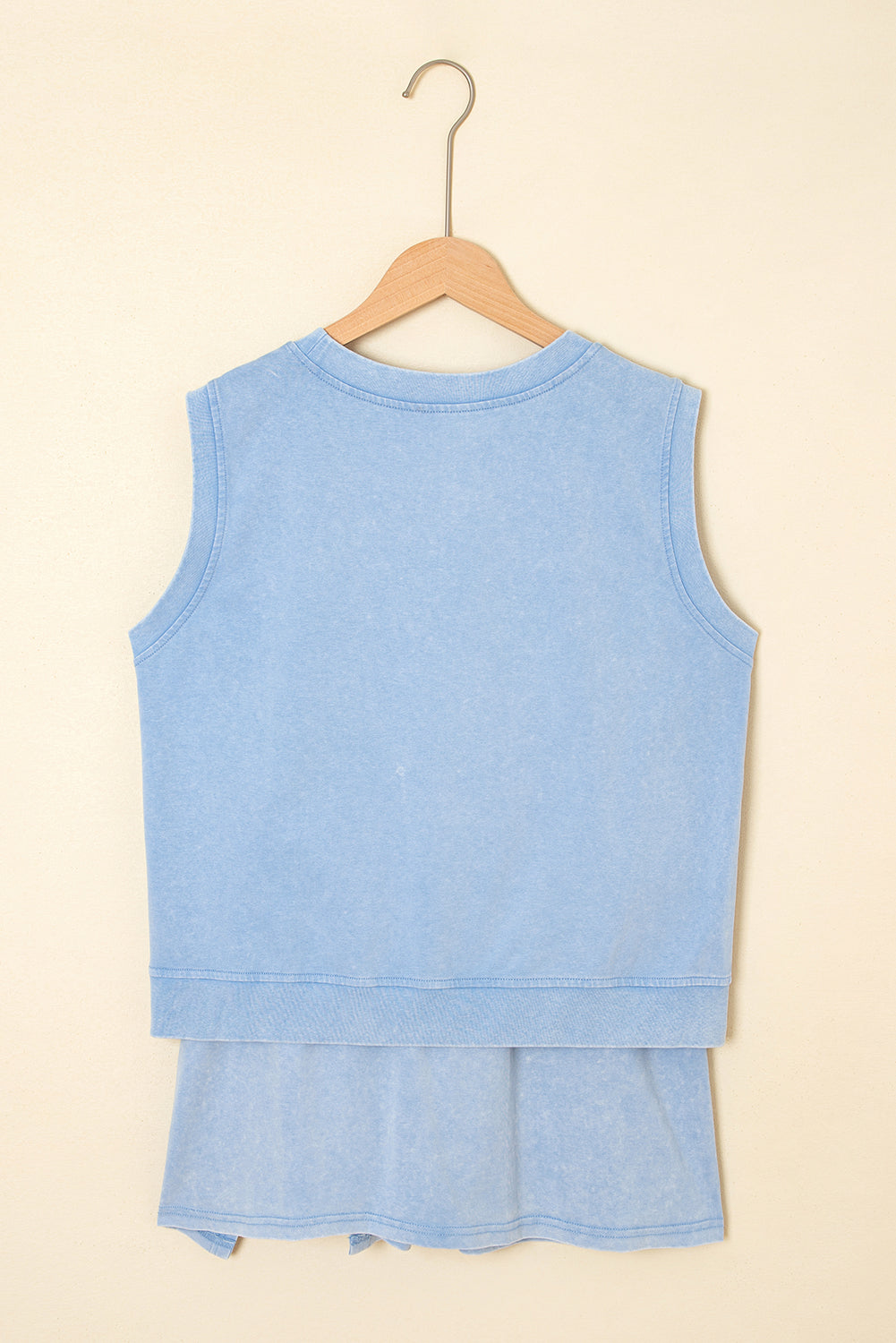 Solid Mineral Wash Cotton Tank Top and Lined Skort Set