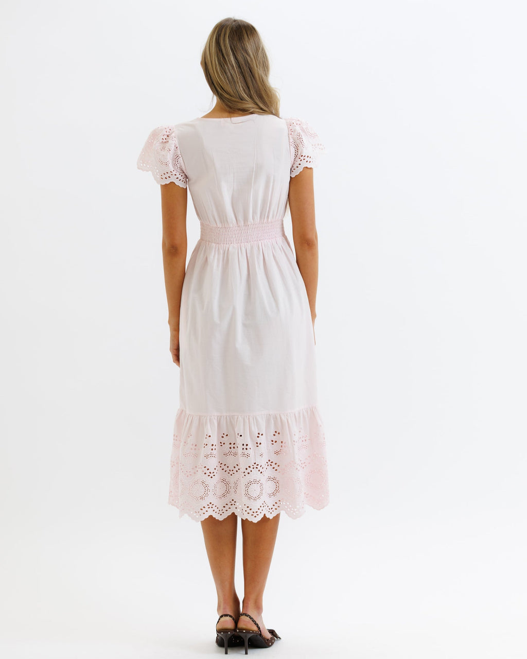 Eiffel Eyelet Midi Dress with Flutter Sleeves - Image 3