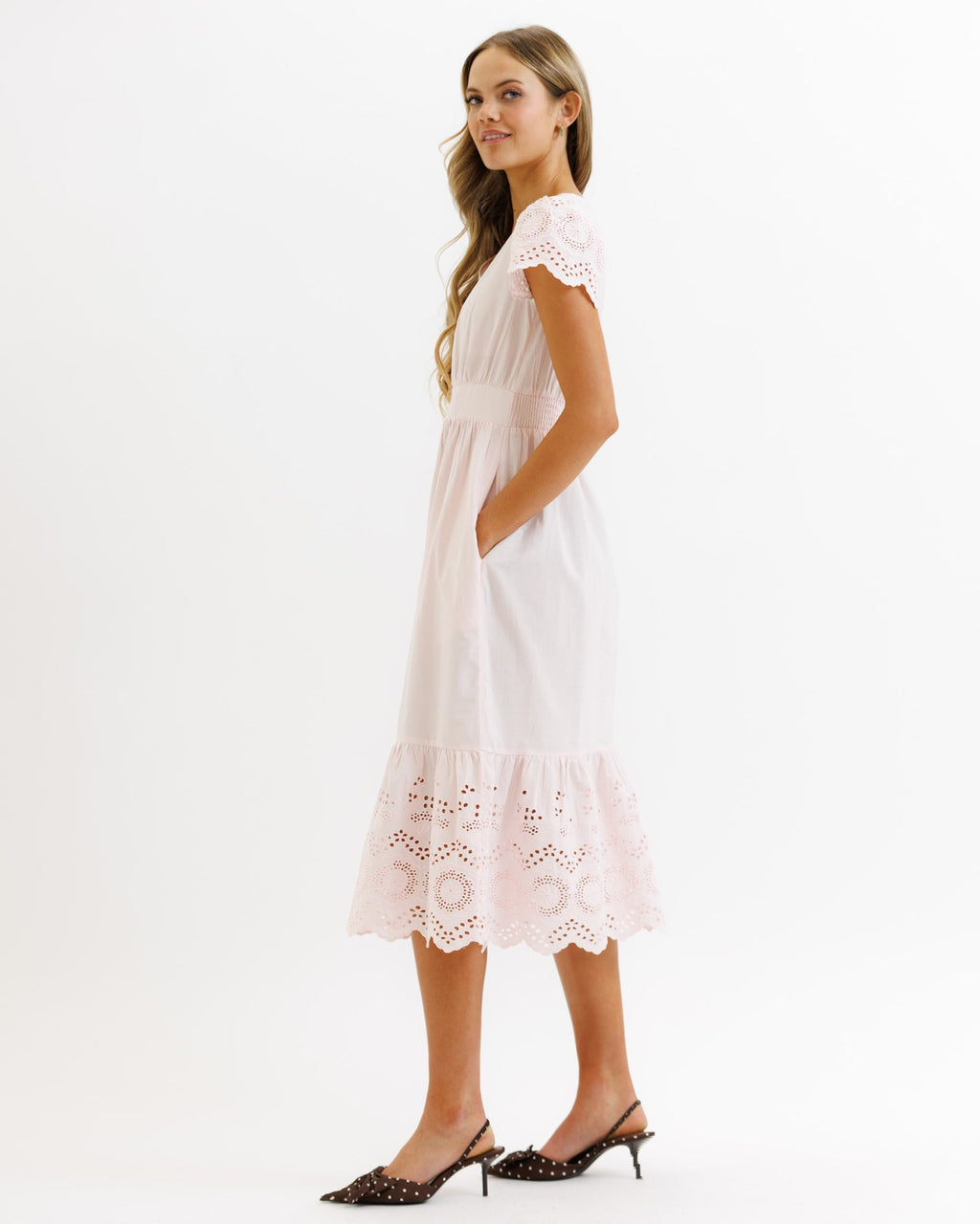 Eiffel Eyelet Midi Dress with Flutter Sleeves - Image 4