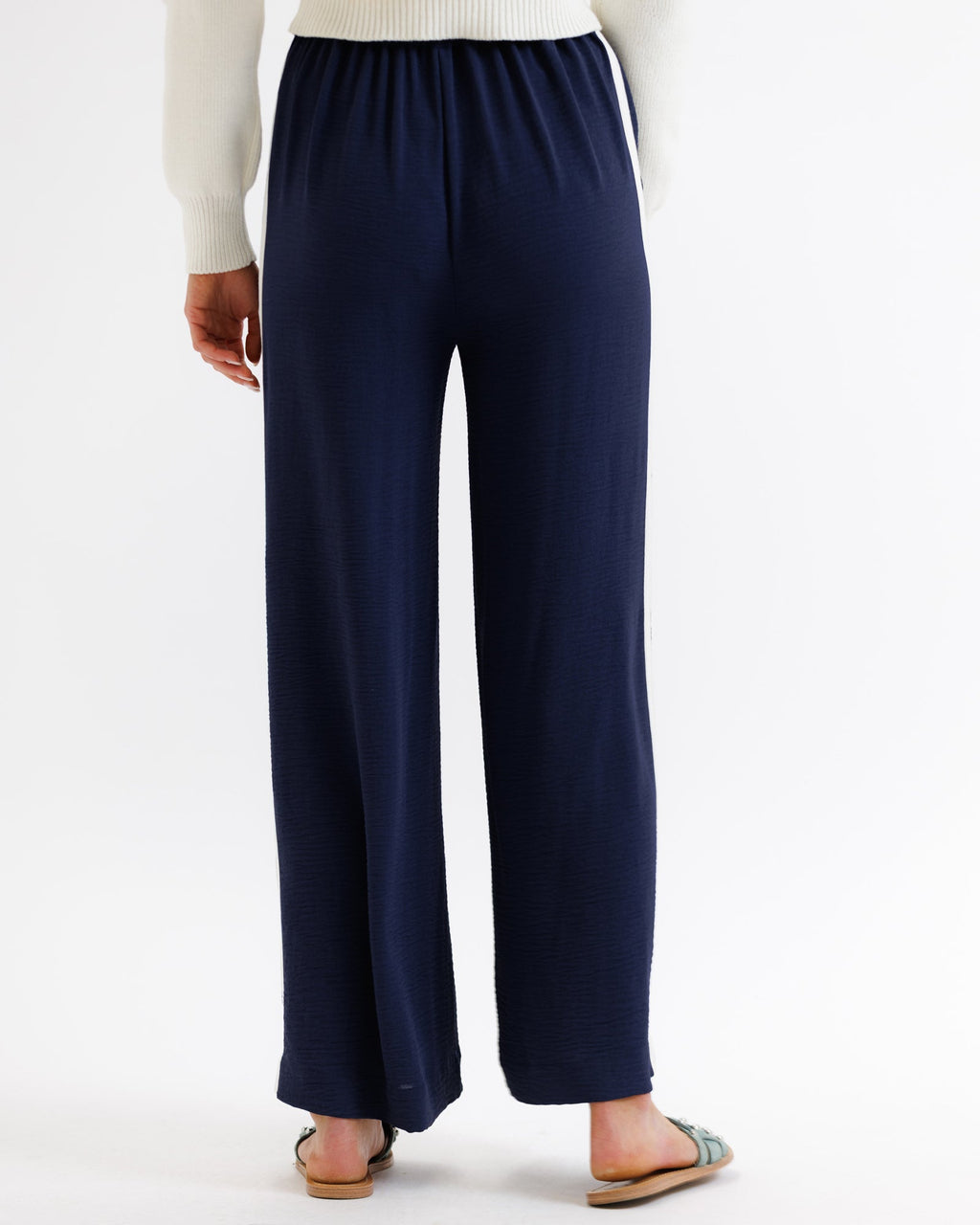 Parisian Wide Leg Full-Length Pant with Stripe Detail - Image 5