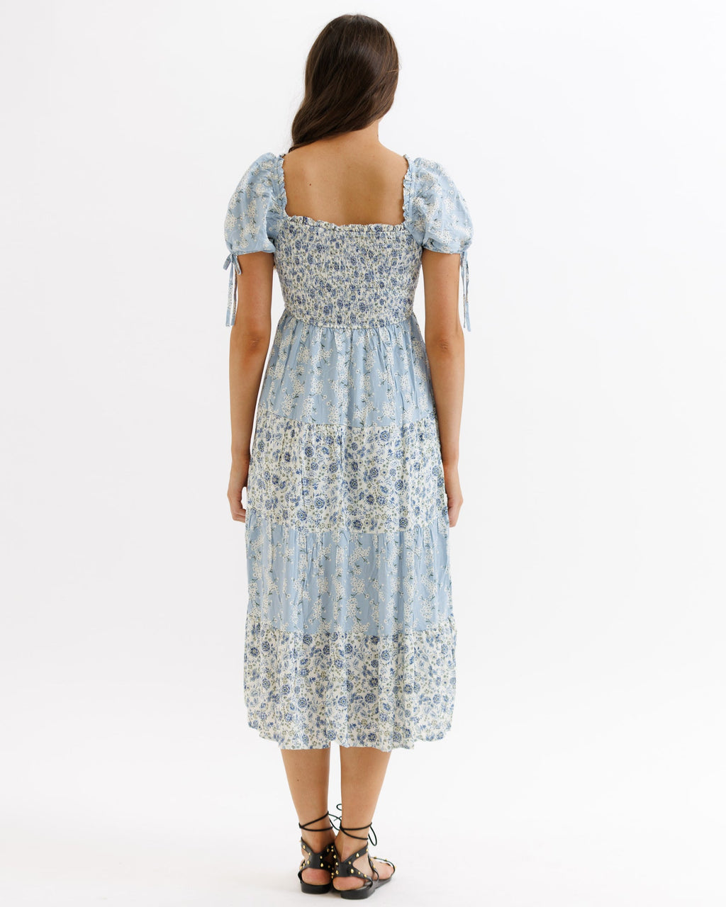 Fresh Bouquet Midi Dress in Blue Floral Print - Image 2