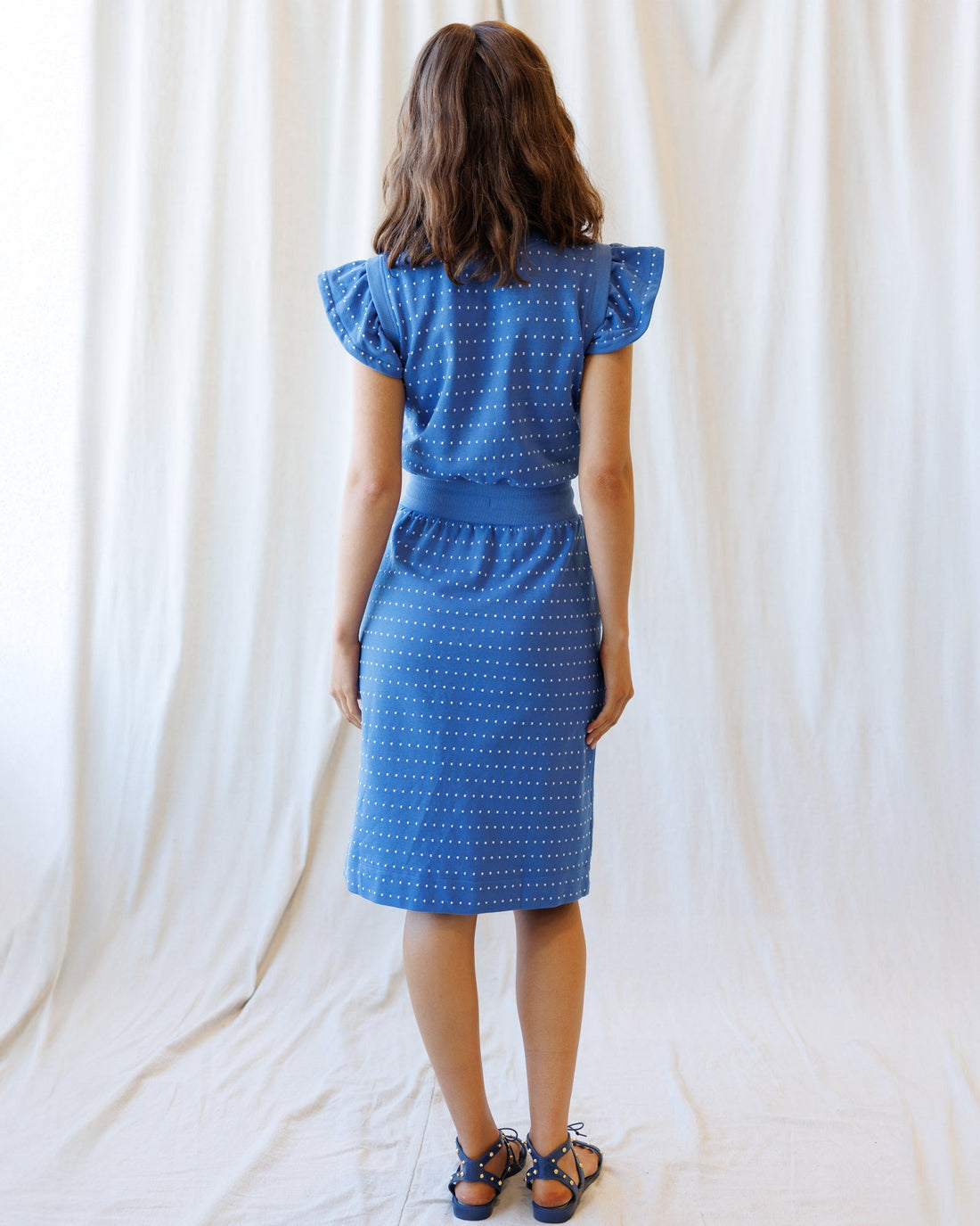 On Repeat Knit Fit and Flare Dress with Ruffle Sleeves