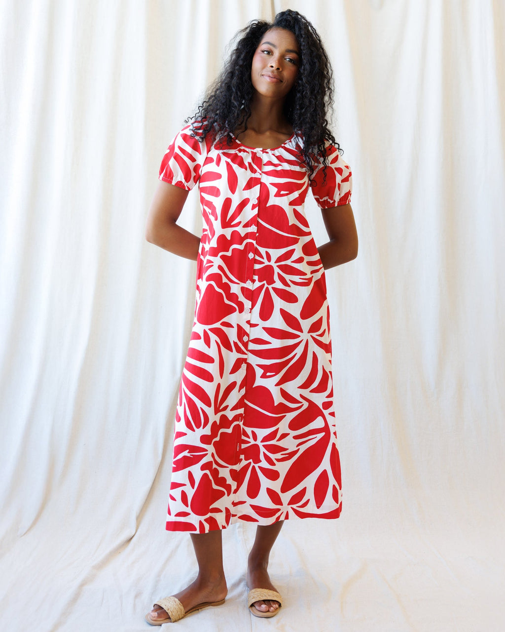 Vitamin Sea Cotton Maxi Dress in Red and White
