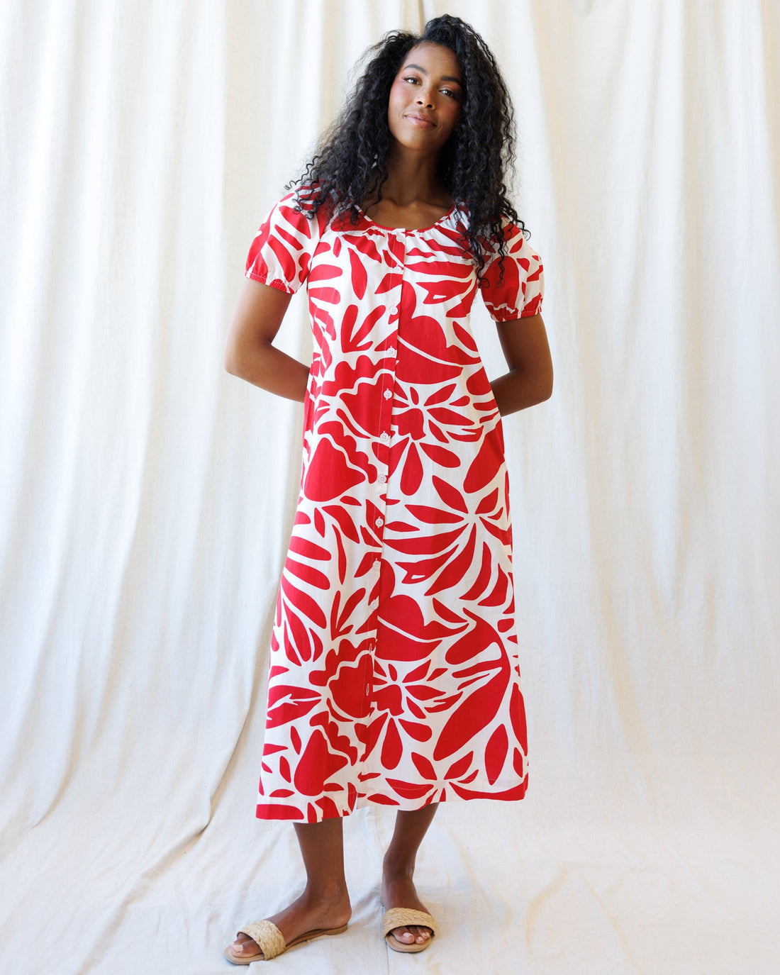 Vitamin Sea Cotton Maxi Dress in Red and White