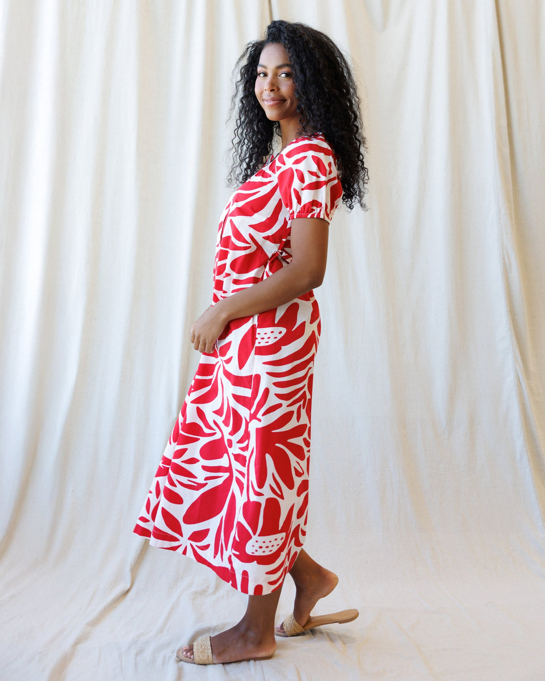 Vitamin Sea Cotton Maxi Dress in Red and White