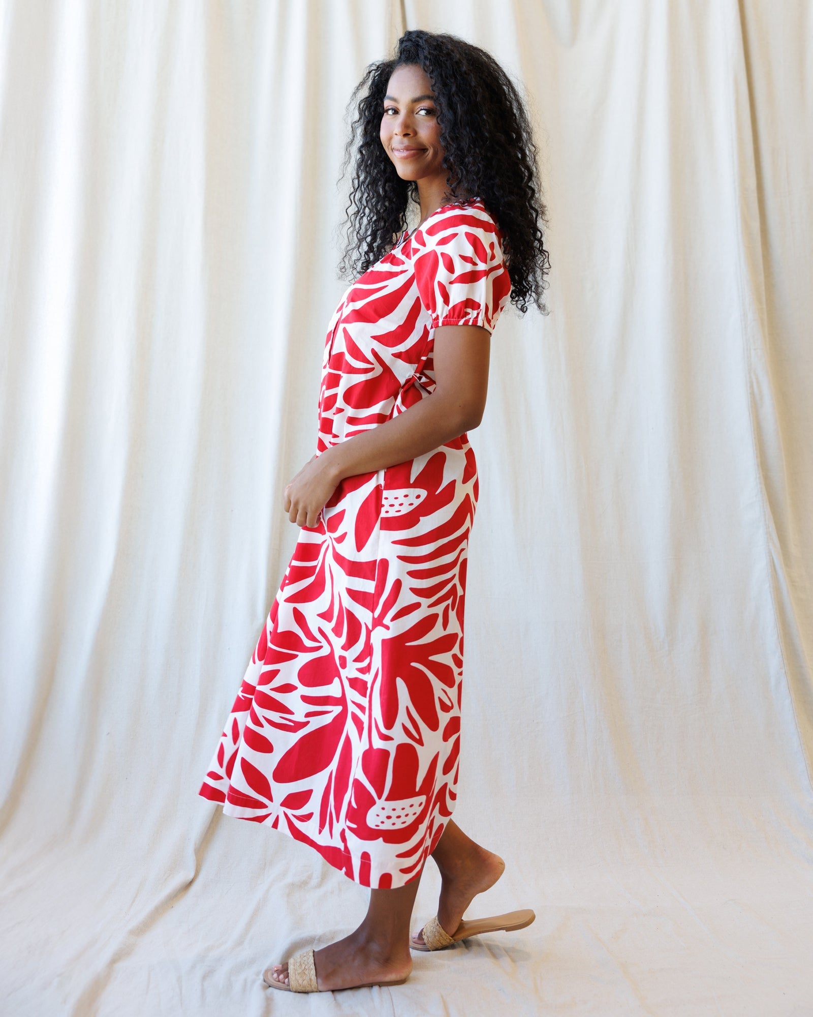 Vitamin Sea Cotton Maxi Dress in Red and White