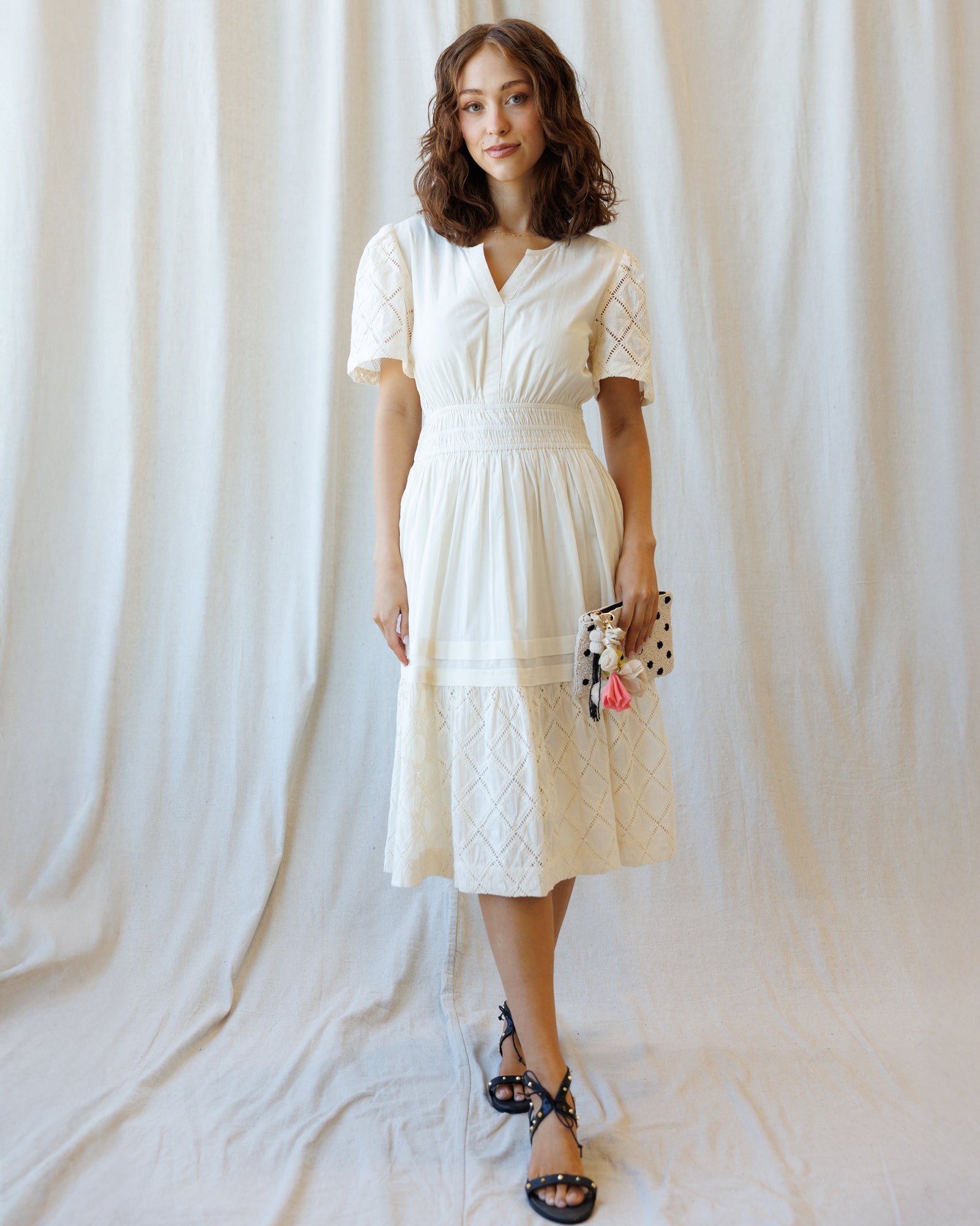 Icon Demi Lace Dress: Romantic Bohemian V-Neck A-Line Midi Dress