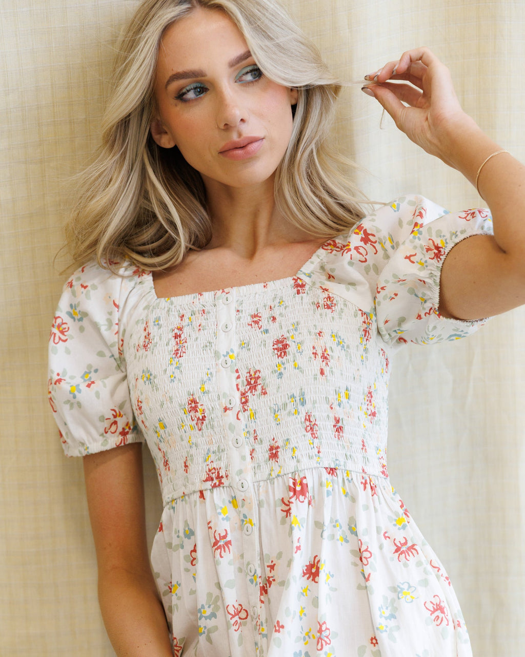 High Tea Floral Cotton Maxi Dress with Smocked Bodice