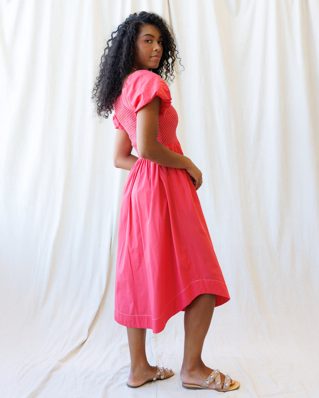One Fine Day Fit and Flare Cotton Midi Dress with Pockets