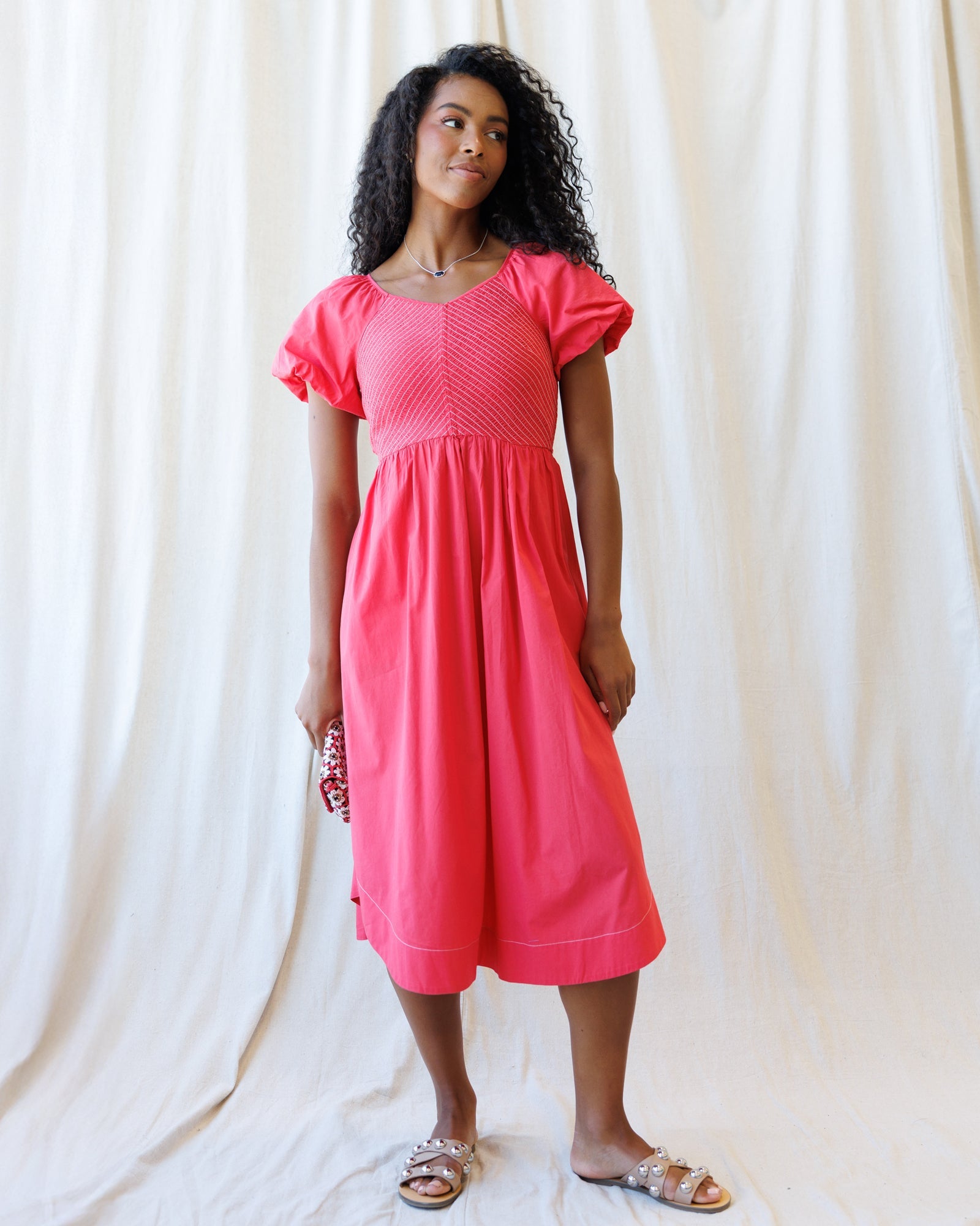 One Fine Day Fit and Flare Cotton Midi Dress with Pockets