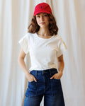 Charisma Cotton Striped Tee with Flutter Sleeves