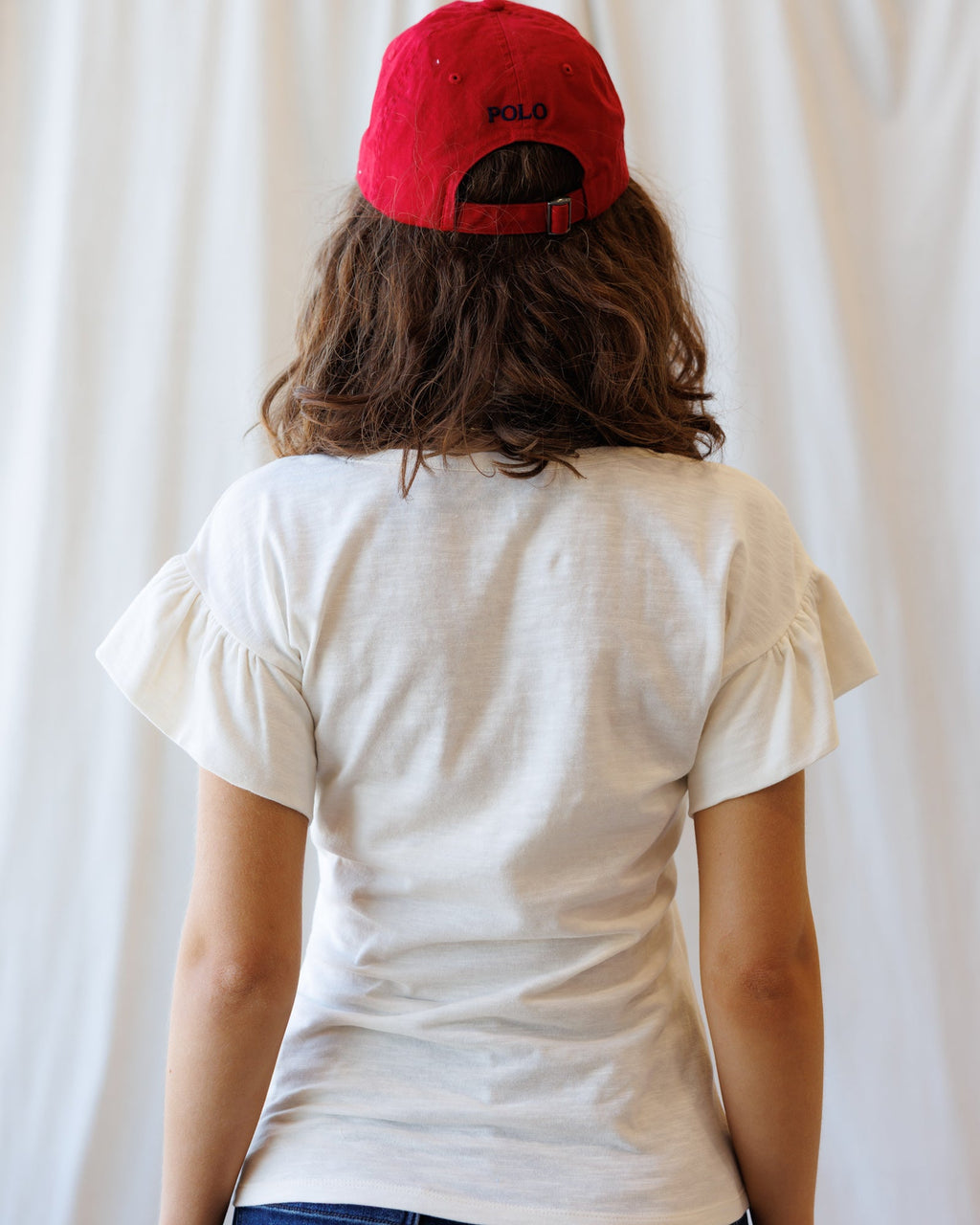 Charisma Cotton Striped Tee with Flutter Sleeves