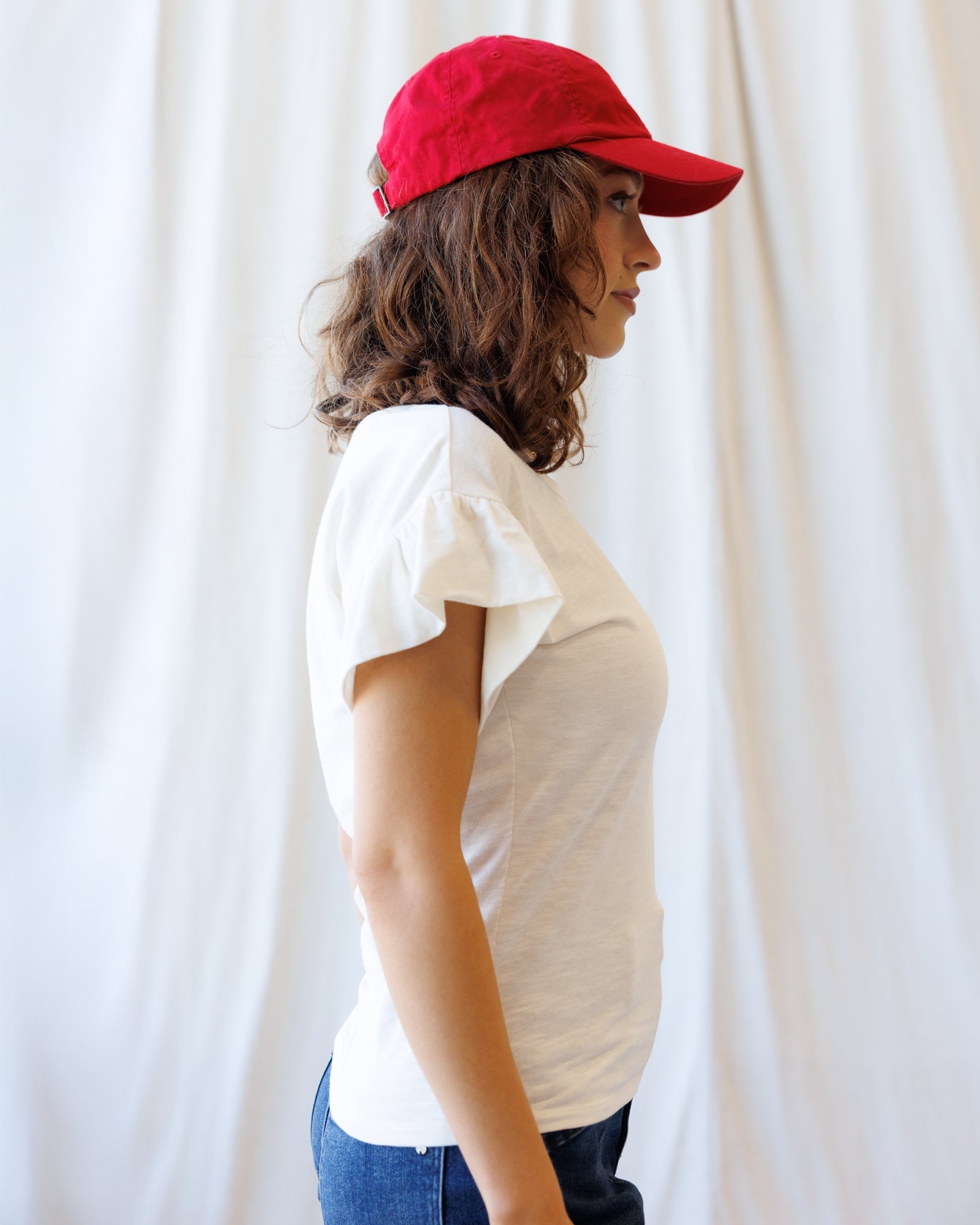 Charisma Cotton Striped Tee with Flutter Sleeves