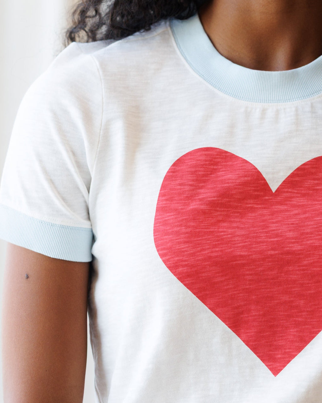 Heart to Heart Ringer Tee: Vintage Style Cotton Graphic T-Shirt