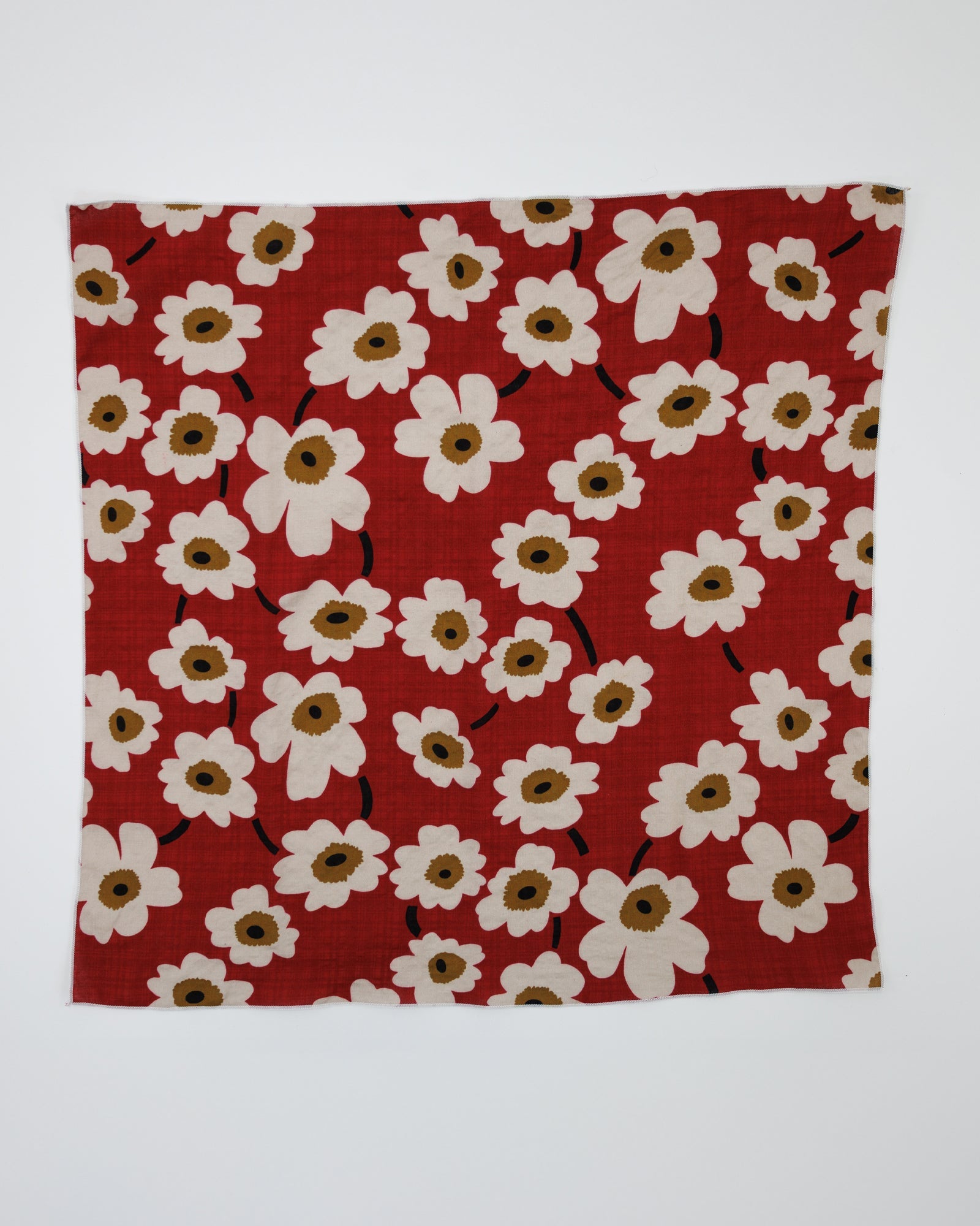 Essential Summer Floral Scarf in Vibrant Red and Cream Cotton