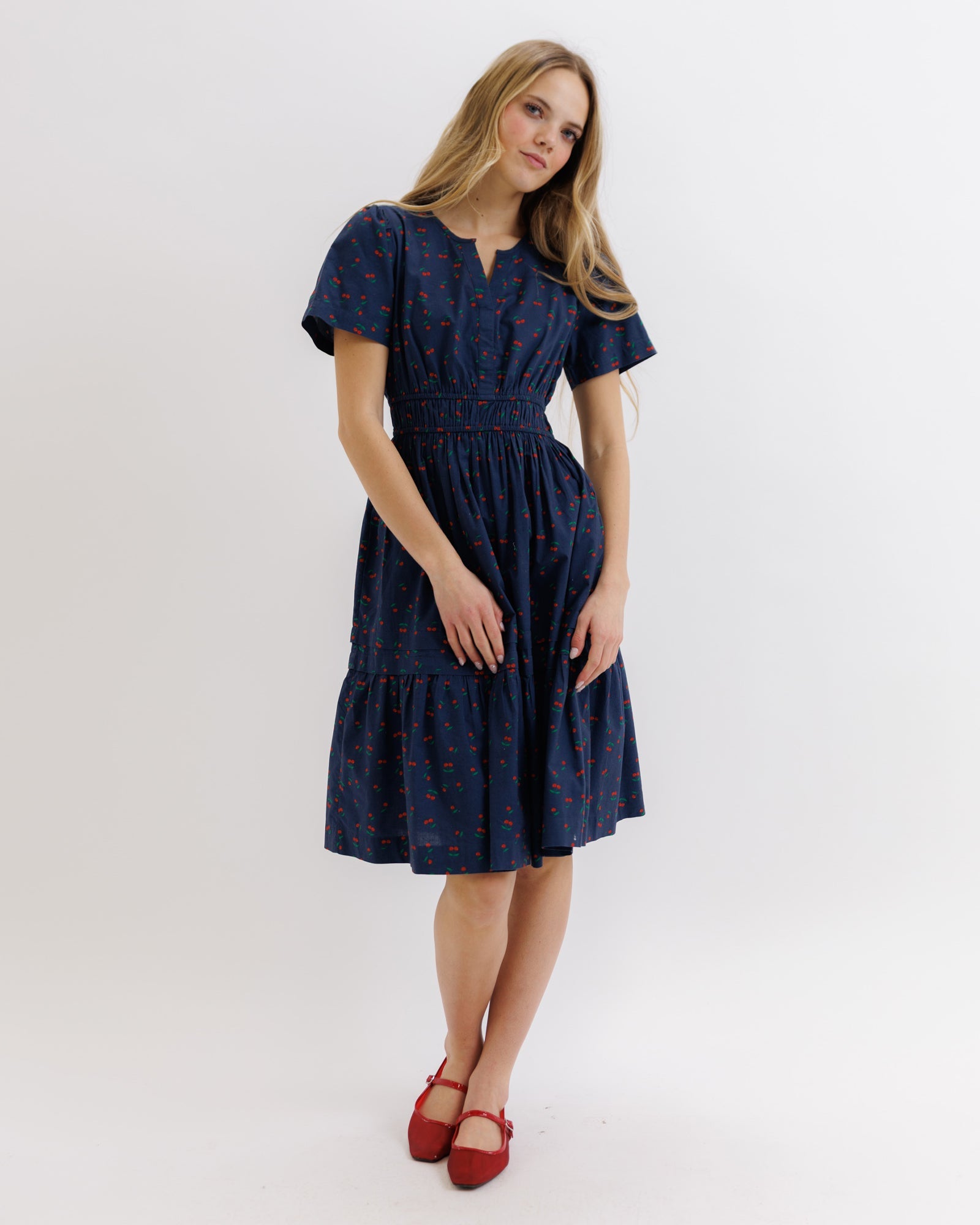 Icon Demi Cotton Tiered Knee-Length Dress with Pockets - Image 2