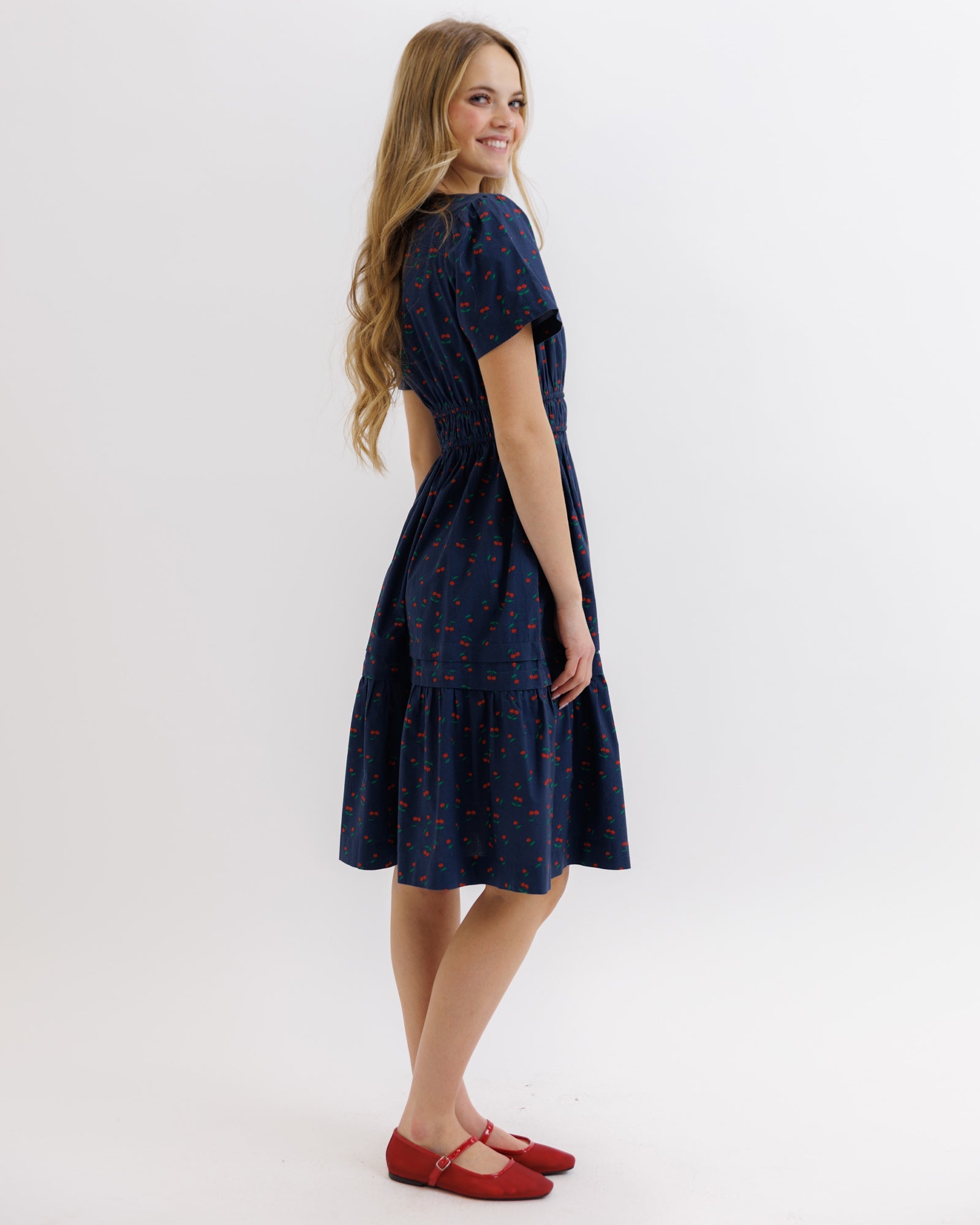 Icon Demi Cotton Tiered Knee-Length Dress with Pockets - Image 6