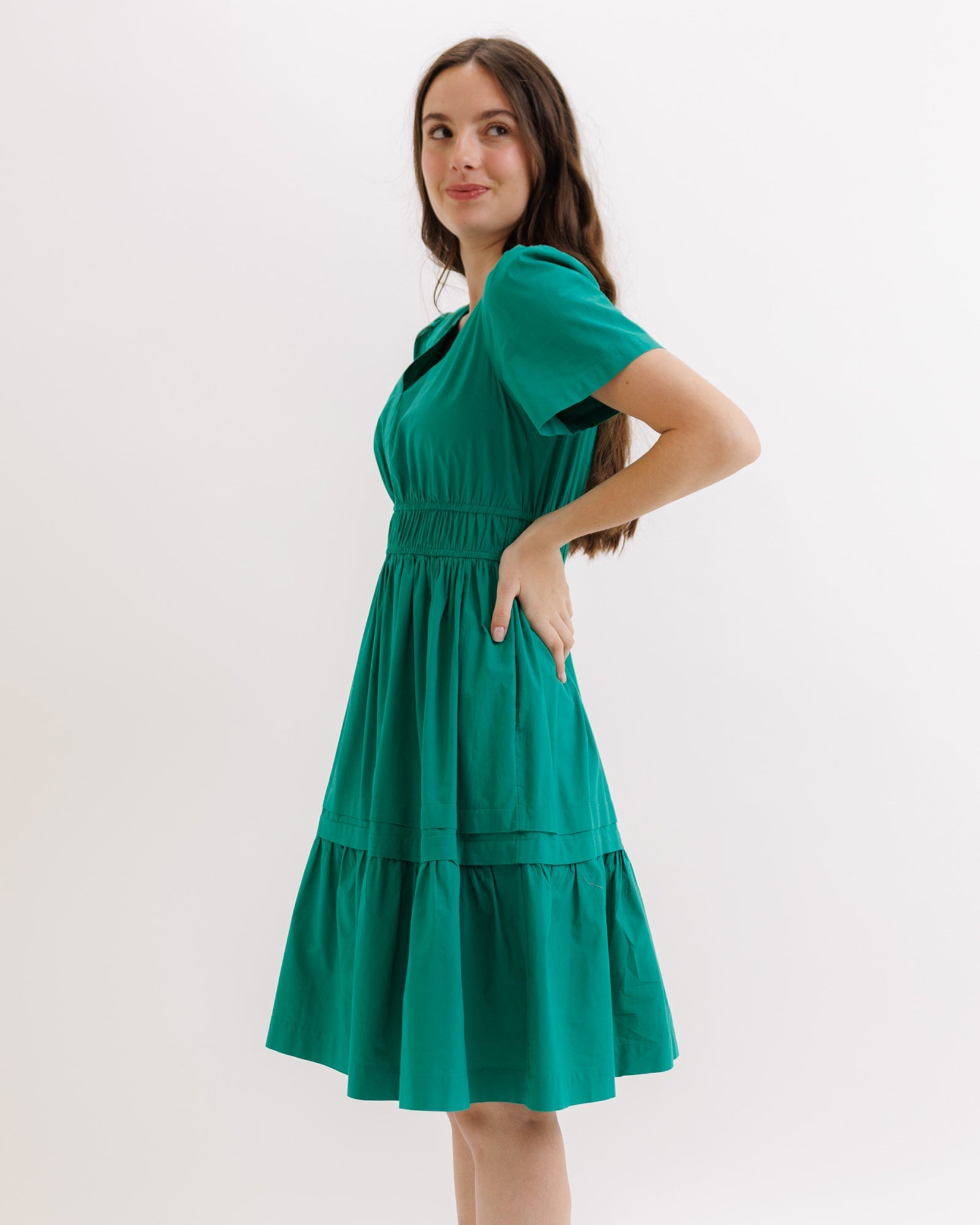 Icon Demi Cotton Tiered Knee-Length Dress with Pockets - Image 3
