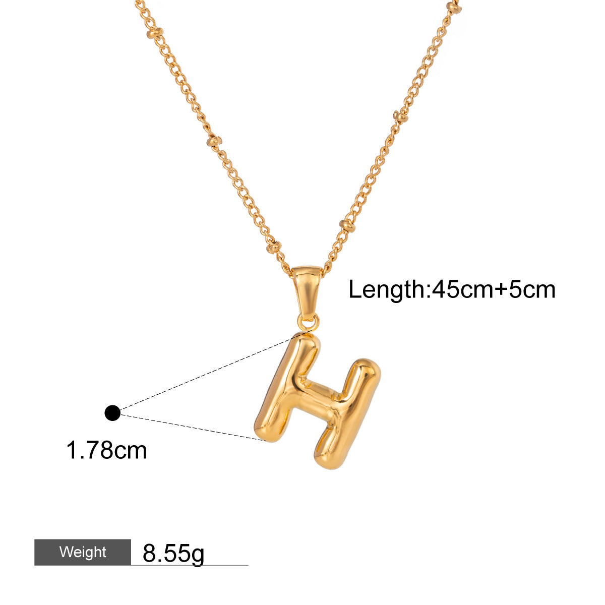 18K gold letters with birthstone design exquisite and noble necklace
