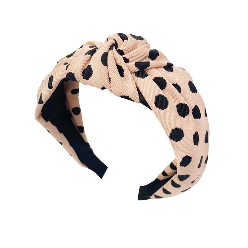 Chic Polka Dot Wide Fabric Hair Headband for Skincare & Style - Image 7