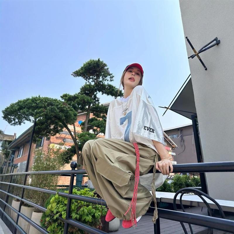 Harajuku Digital Mesh Short Sleeve T-Shirt with Number 7 Print - Image 5