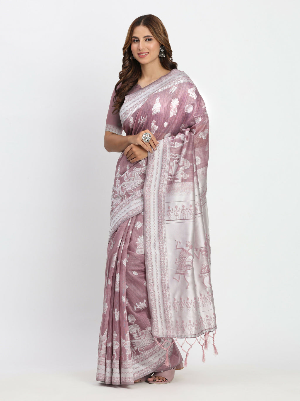 Sea Green Linen Cotton Saree with Matching Blouse