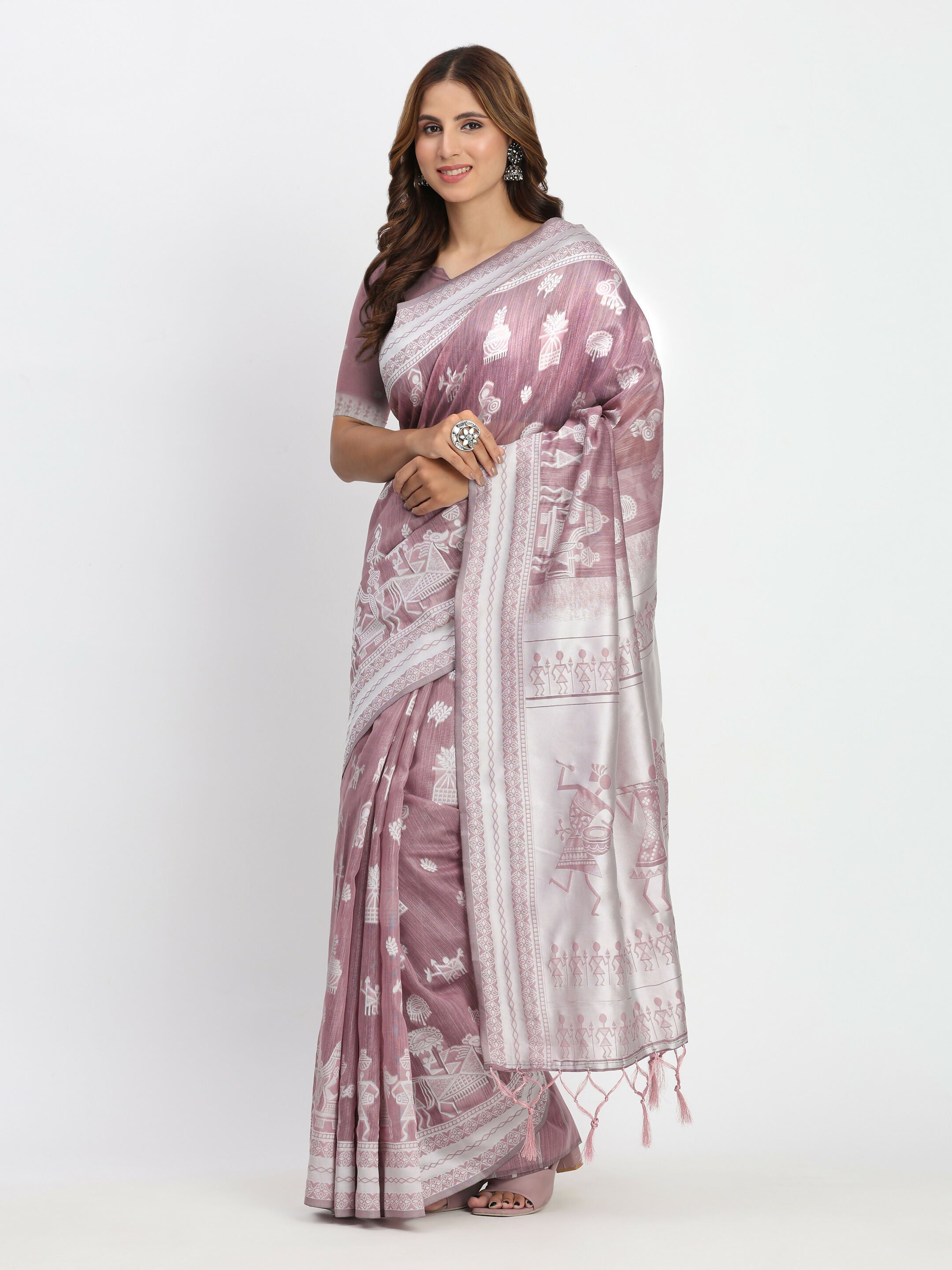 Sea Green Linen Cotton Saree with Matching Blouse