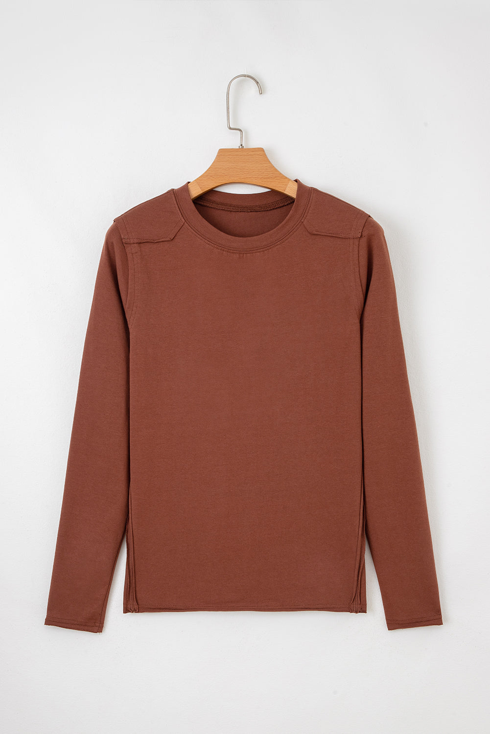 Solid Raw Seam Long Sleeve Top