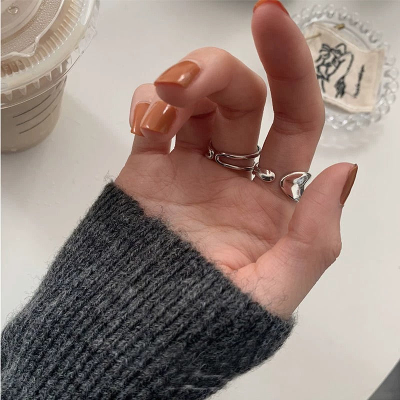 Japanese Light Luxury INS Niche Design Ring, Fashionable Retro Minimalist Open Ring For Women