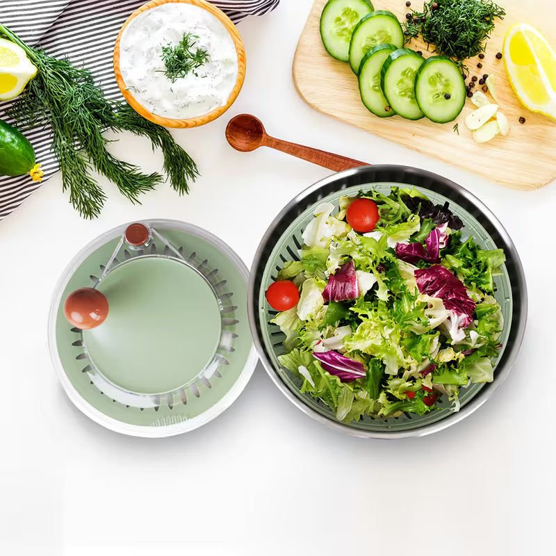 5.3-Quart Stainless Steel Salad Spinner and Vegetable Dryer with Drain