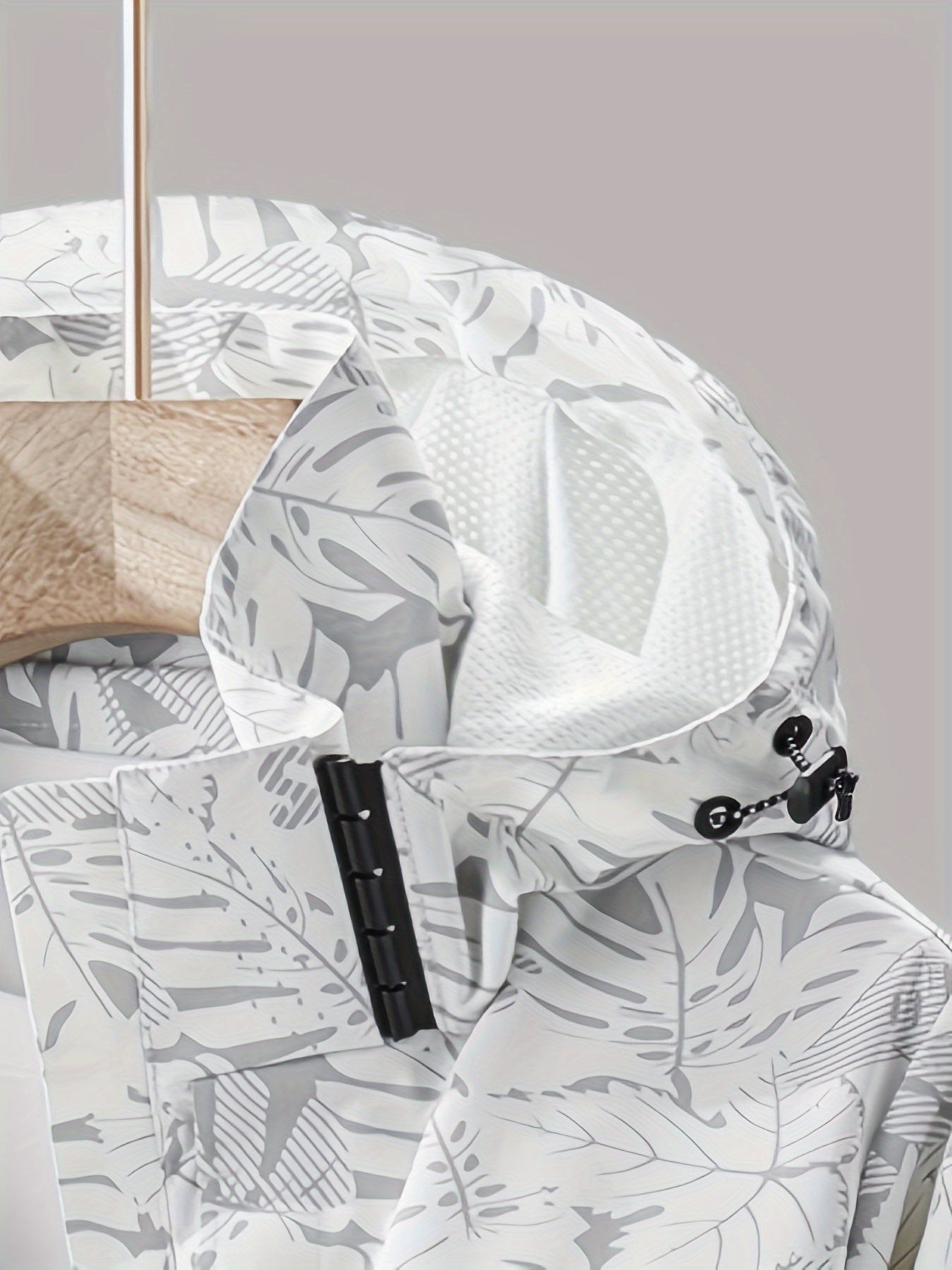 Women's Tropical Leaf Print Lightweight Windproof Hooded Jacket - Image 10