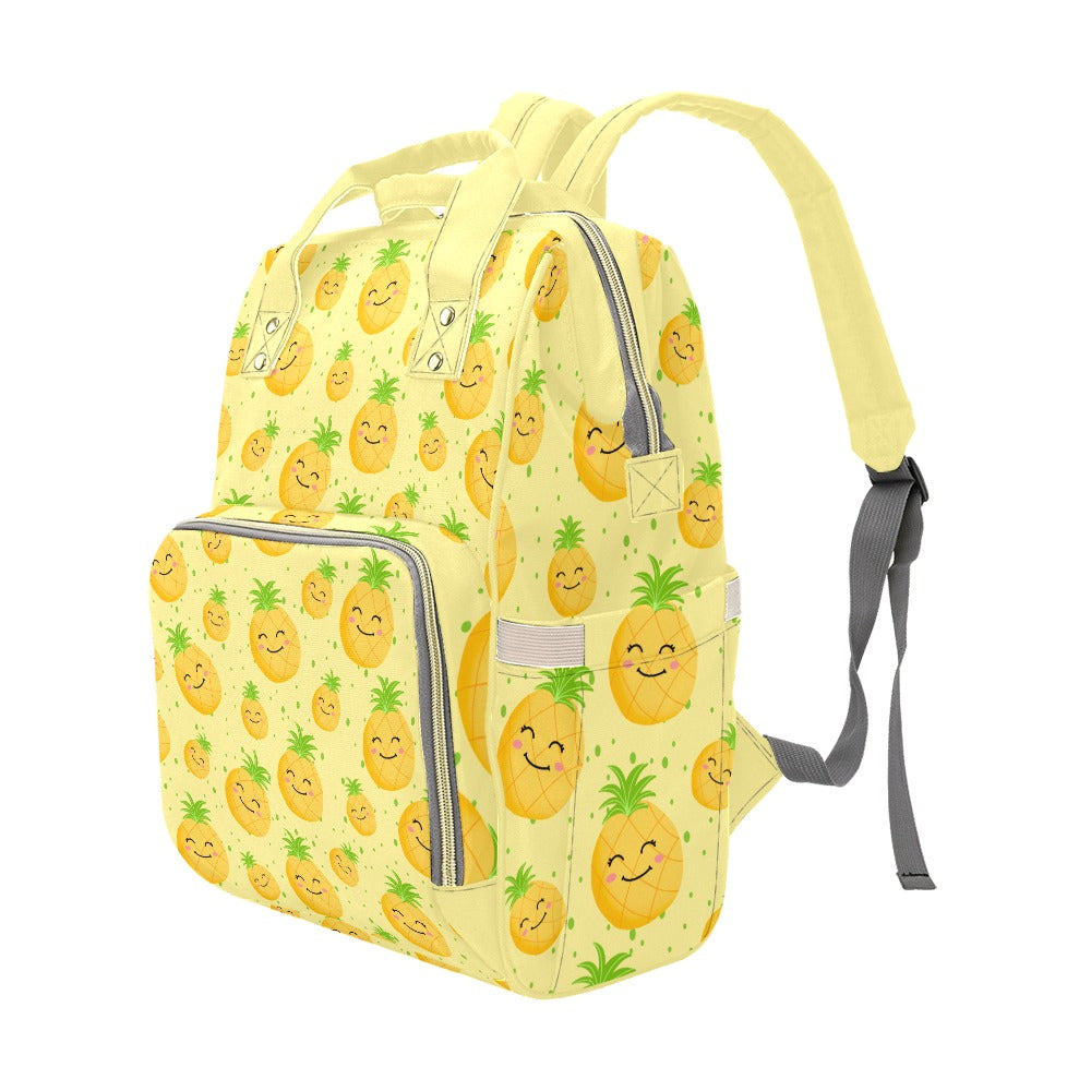 Yellow Smiling Pineapple Multi-Function Waterproof Nylon Backpack