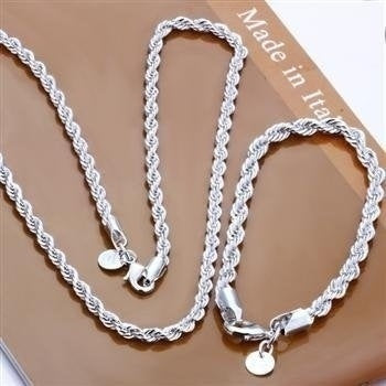 Twist Necklace Silver Plated 4MM  Twisted String Necklace