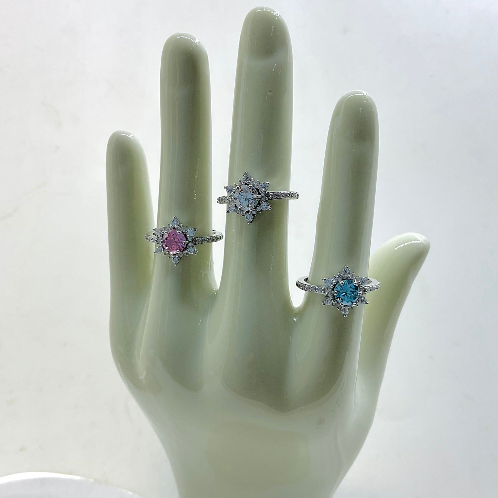Colorful Zircon Snowflake Ring For Women Adjustable Personalized
