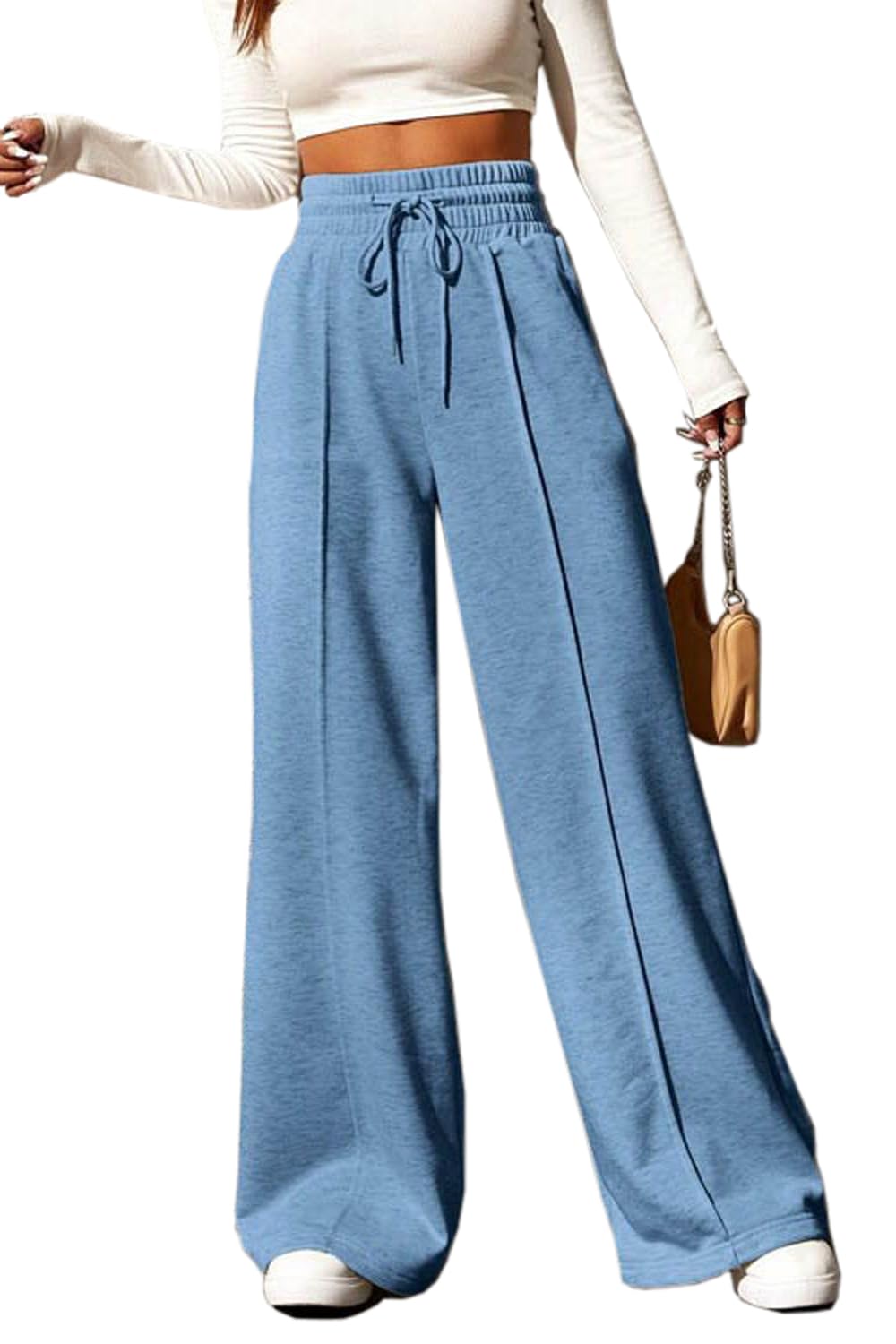 YOCUR Womens Sweatpants High Waisted Lounge Baggy Cinch Sweatpants Joggers Workout High Waist Pants Blue XL1