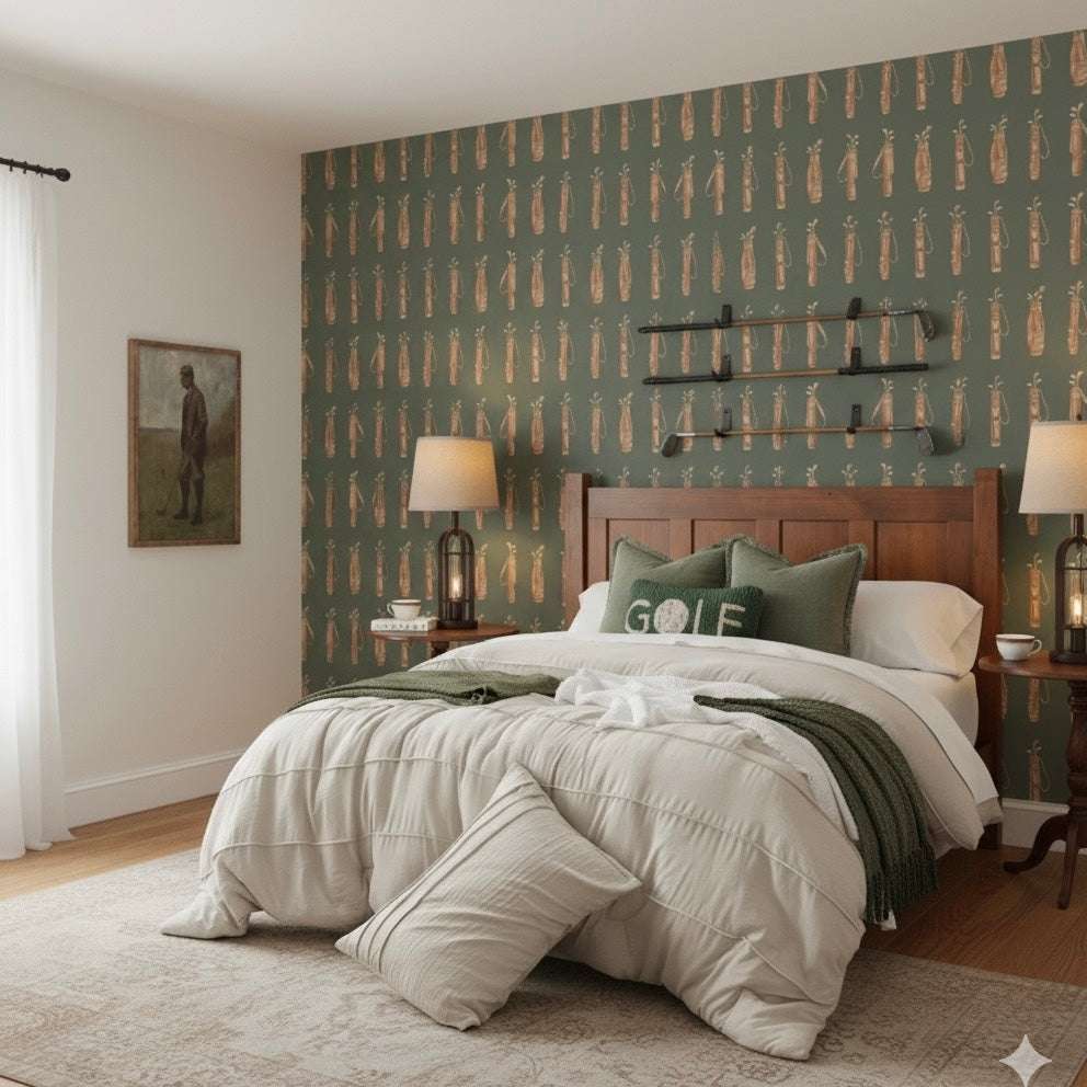 Woods Removable Wallpaper in Green and Brown