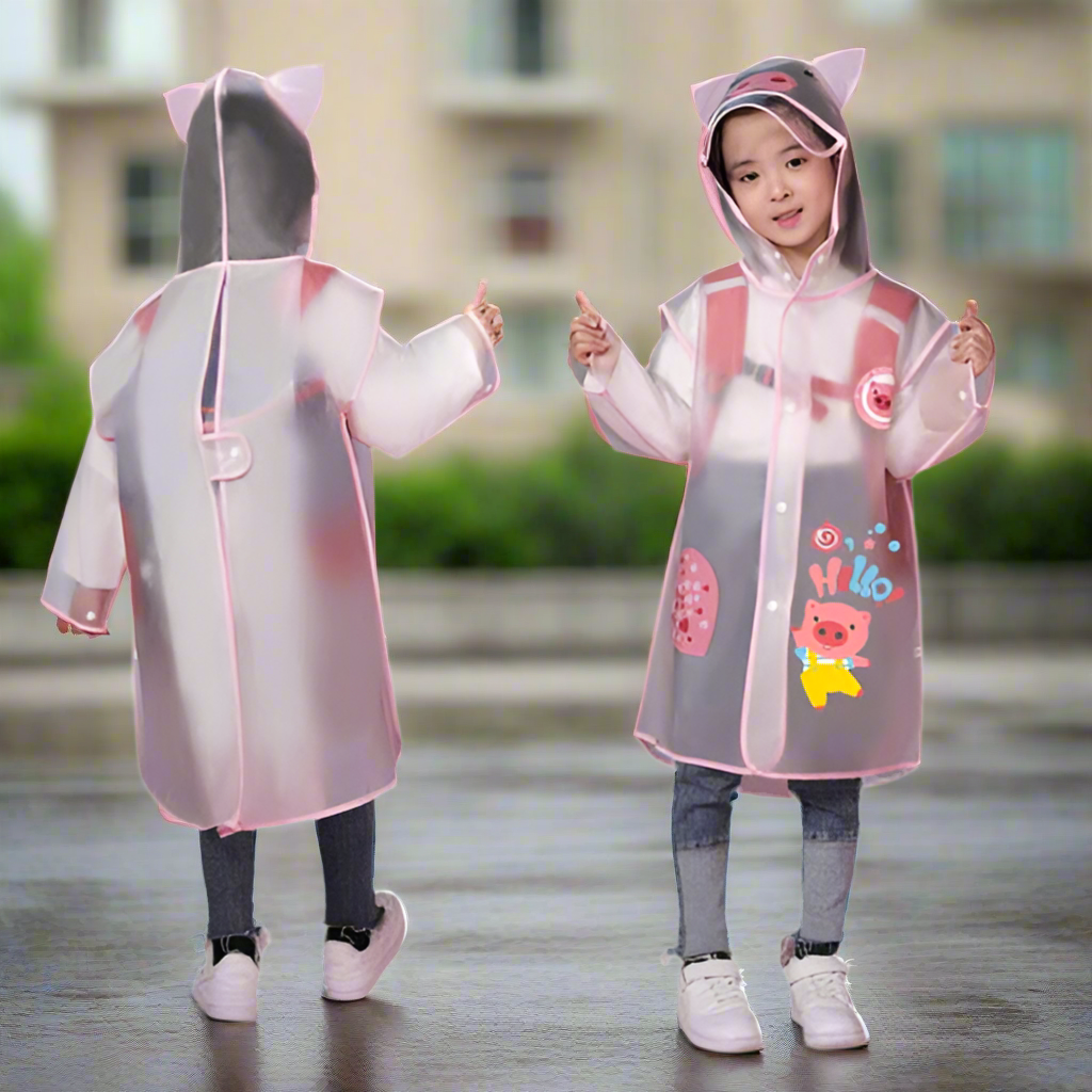 Kids' Hooded Waterproof Raincoat- Lightweight & Durable