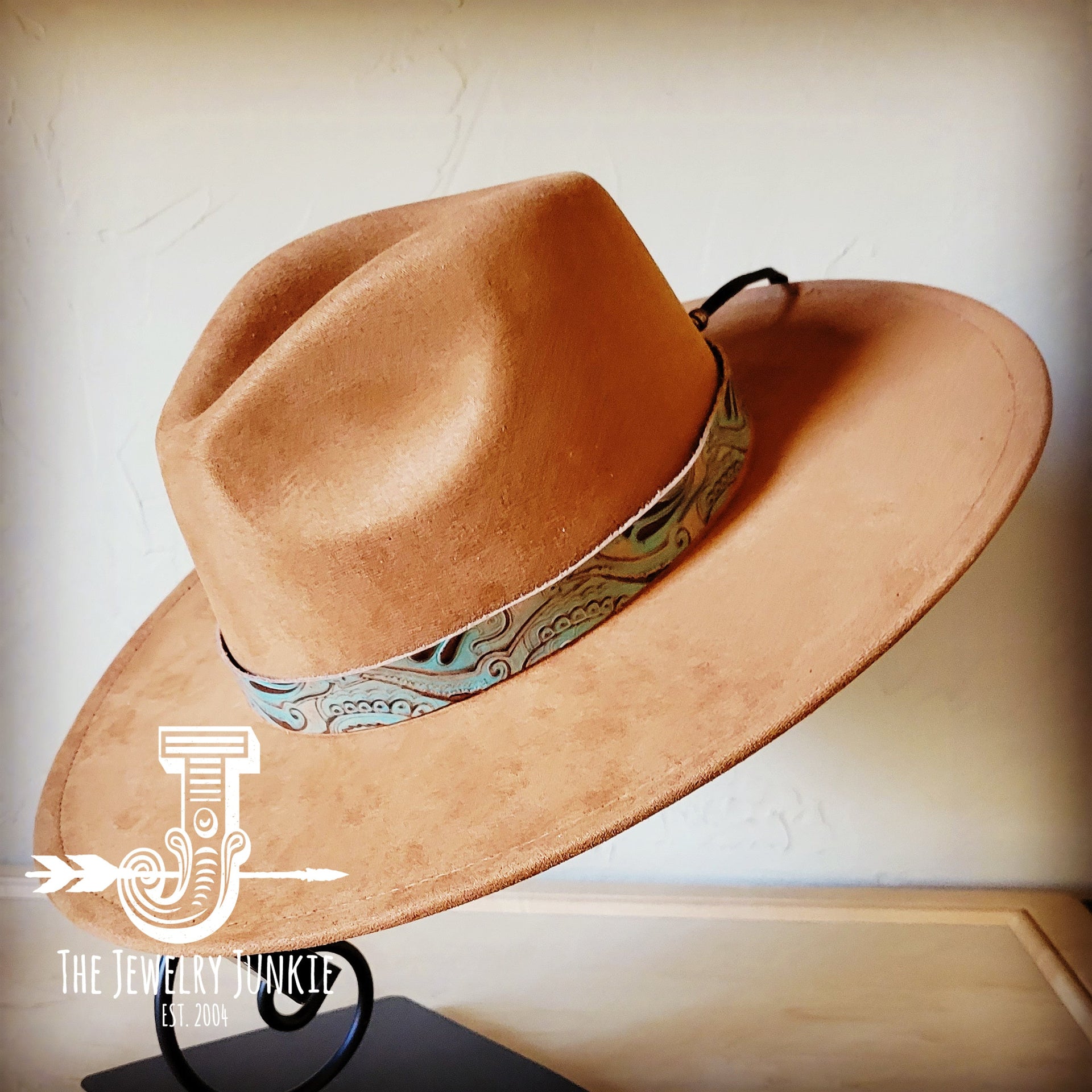 **Napolis Turquoise Brown Embossed Leather Hat Band Only 951L