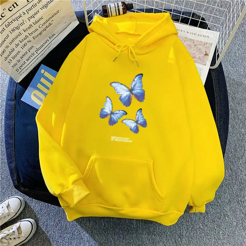 Women's Butterfly Graphic Fleece Pullover Hoodie Long Sleeve - Image 15
