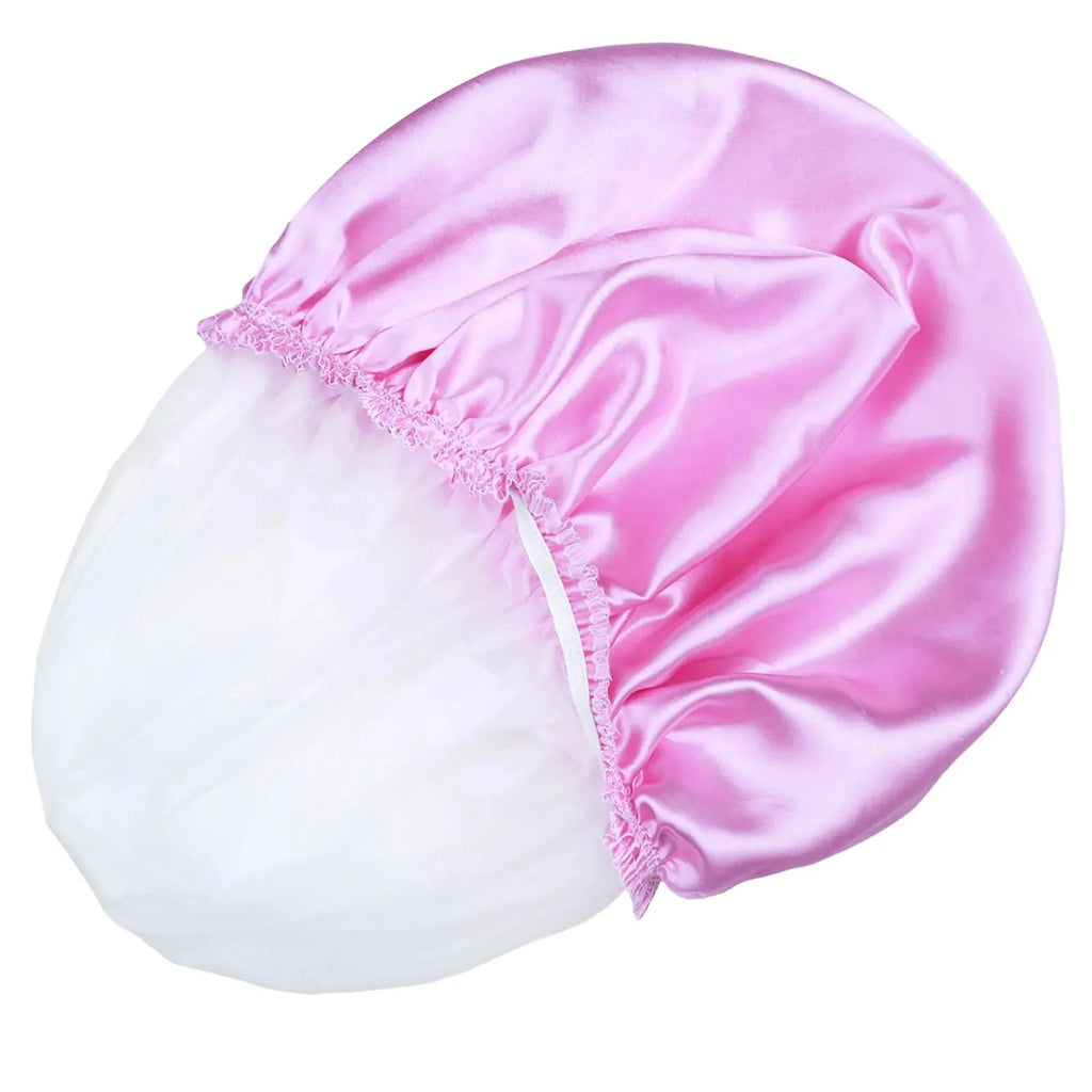 Shower Caps for Women, 4 PCS Elastic and Reusable Bath Caps, Double Waterproof Layers Shower Cap, Bathing Shower Caps, Environmental Protection Hair Bath Hat - Solid Color Solid Color 4 PCS/Set