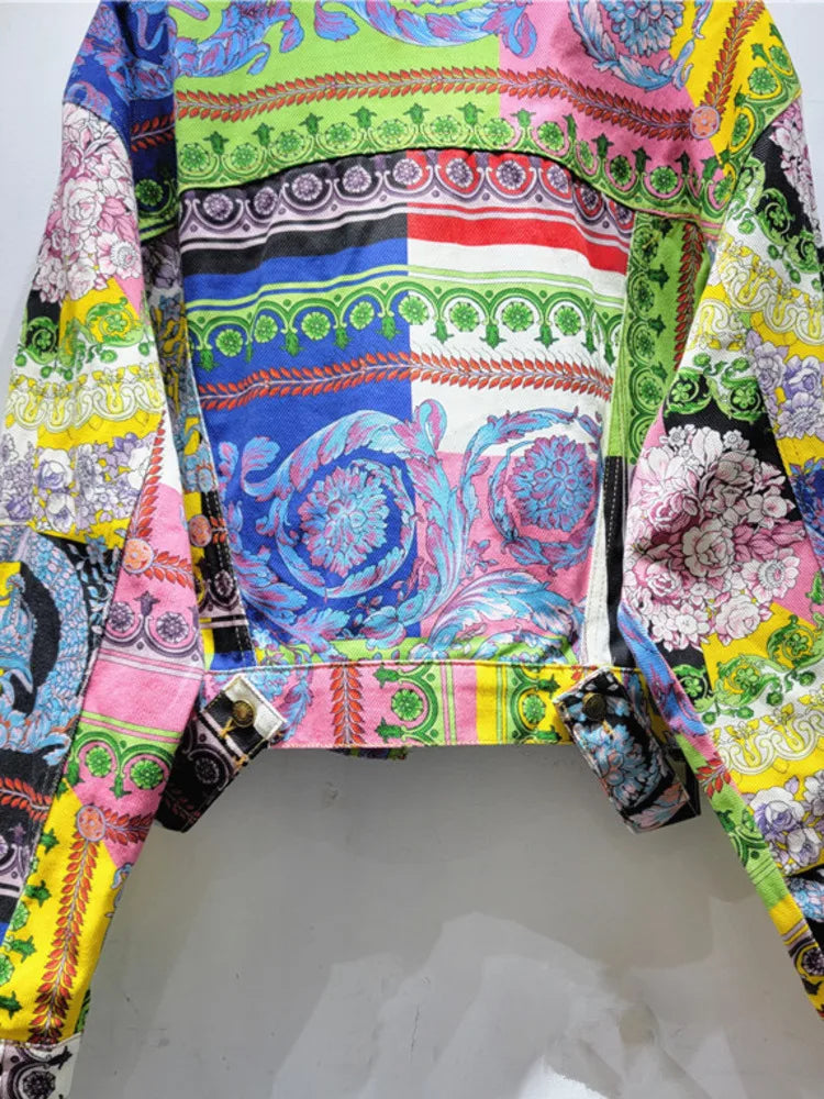 Women's Retro Floral Denim Jacket Harajuku Inspired Streetwear - Image 5